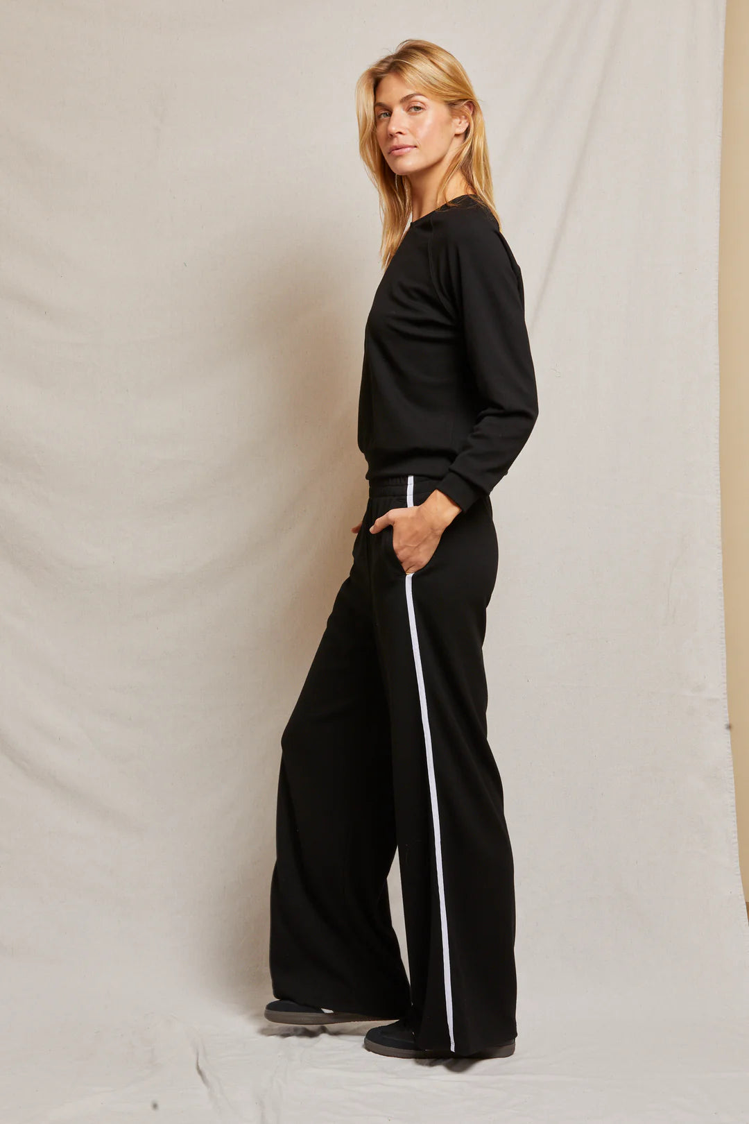 NADIA PANT - TRUE BLACK WHITE STRIPE