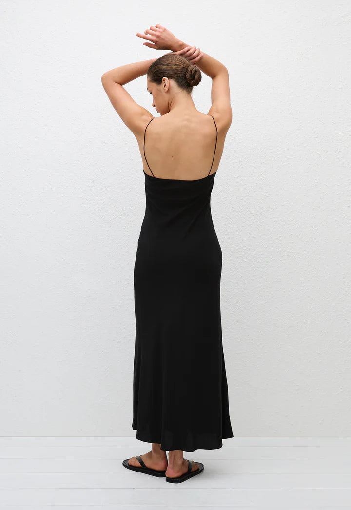 SQUARE SLIP DRESS - BLACK