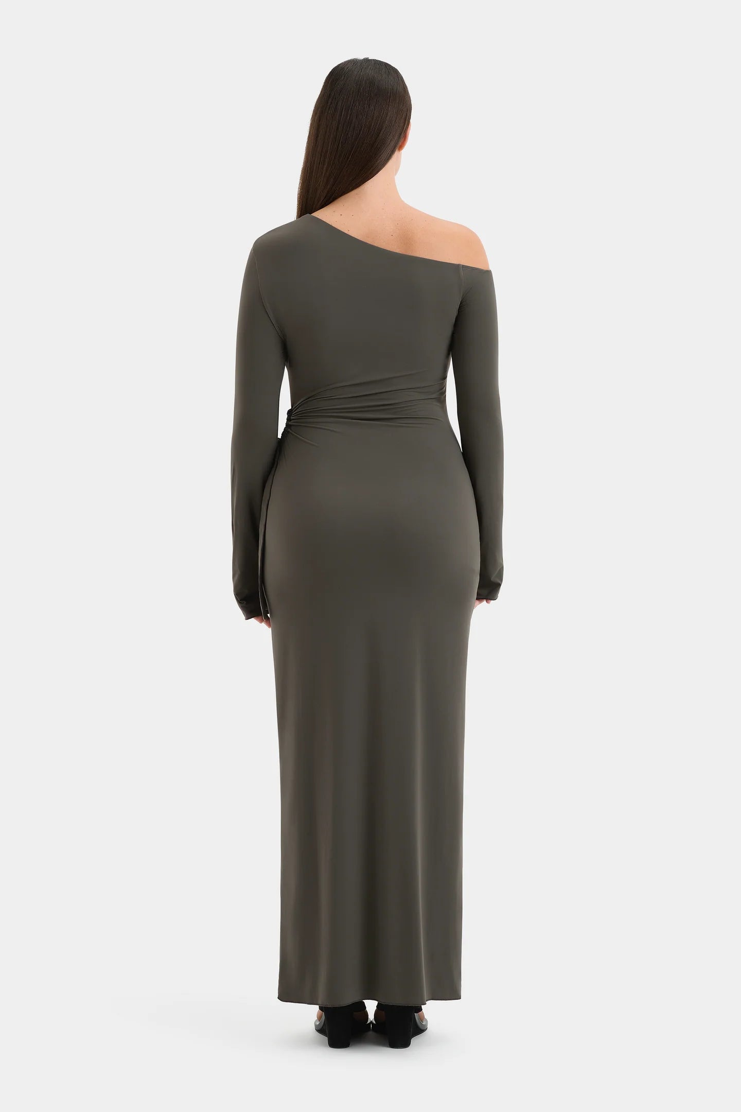 HANA TIE MAXI DRESS - CHARCOAL