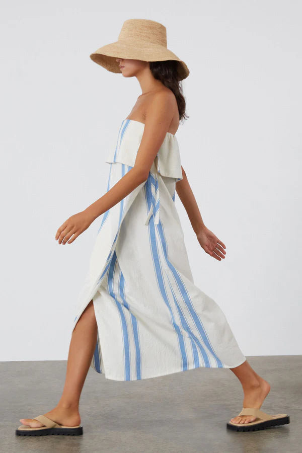 MARINE STRIPE ORGANIC COTTON BLEND DRESS - MARINE STRIPE