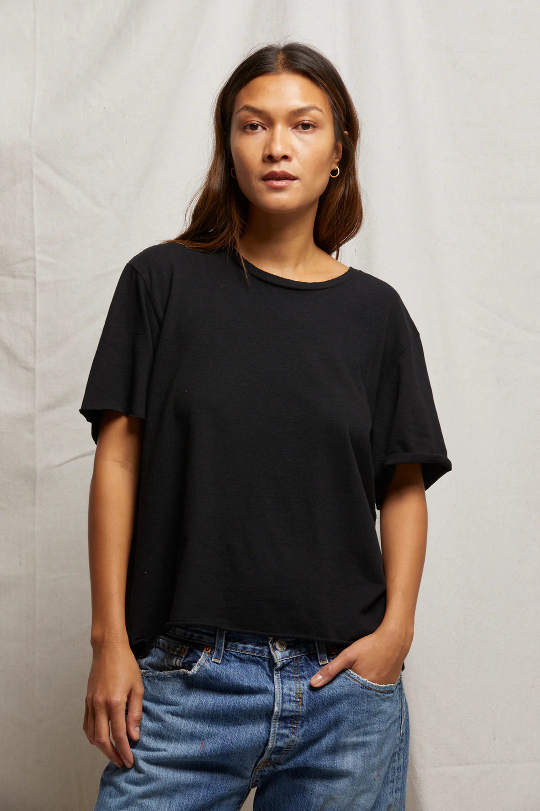 EDDIE OVERSIZED BOXY CREW - TRUE BLACK