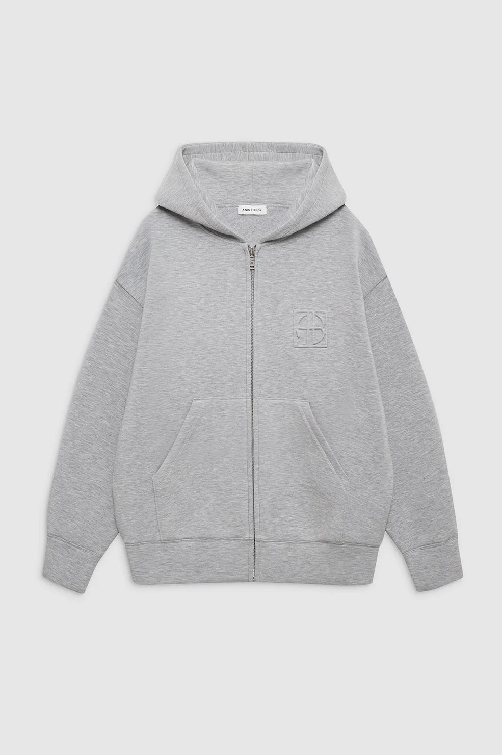 BOND ZIP UP HOODIE FRAMED MONOGRAM - HEATHER GREY