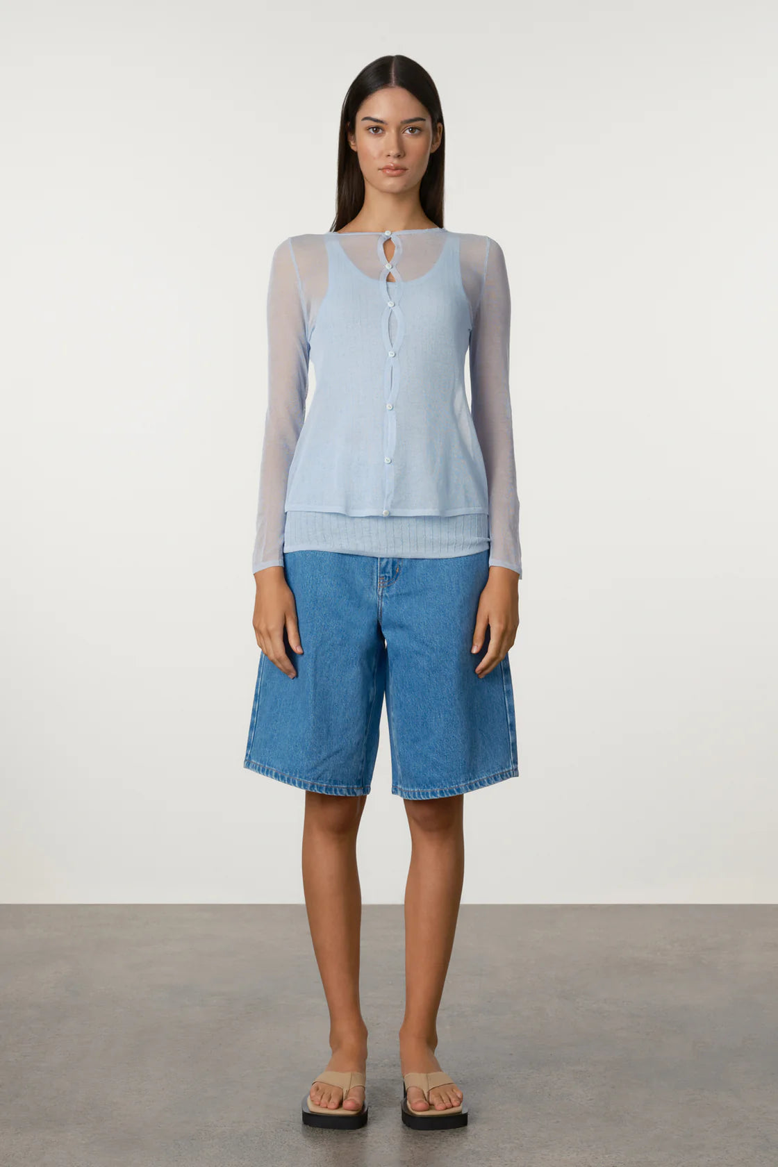 BRIGHT BLUE RECYCLED DENIM WALK SHORTS - BRIGHT BLUE