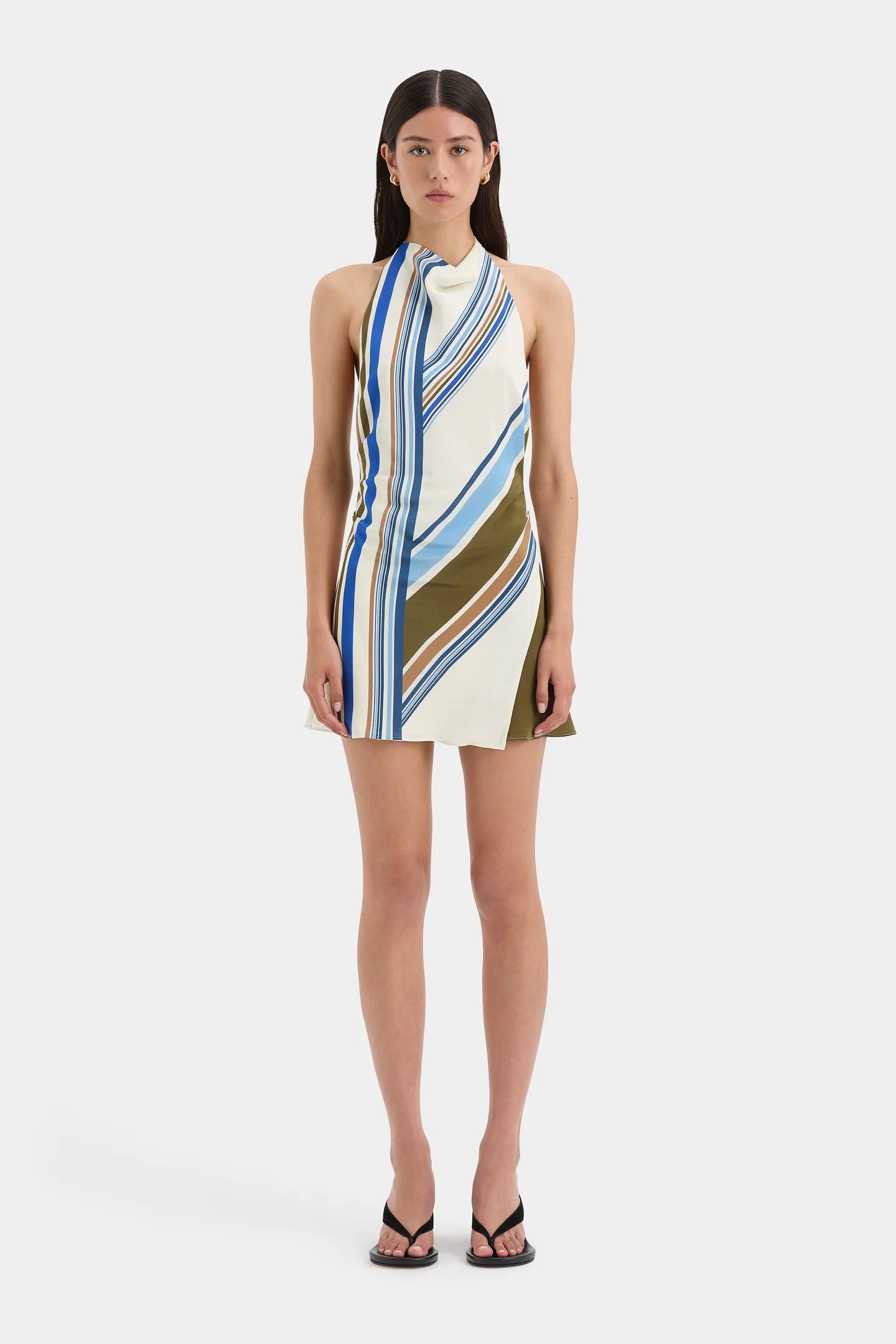 THISTLE HALTER MINI DRESS - BLUE BAIADERA