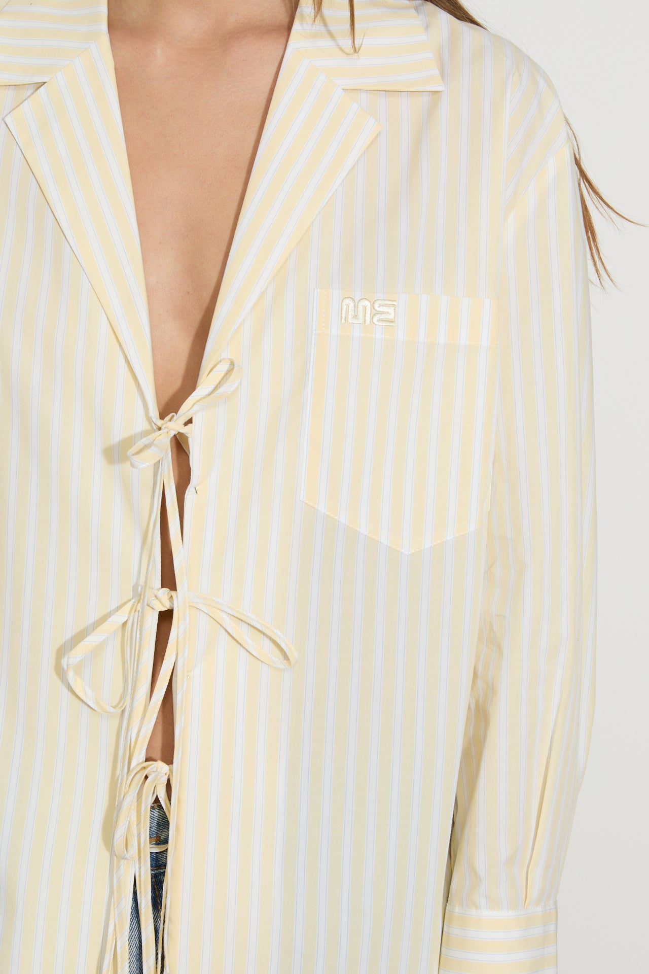 OVERSIZED TIE UP SHIRT - STRIPE 007