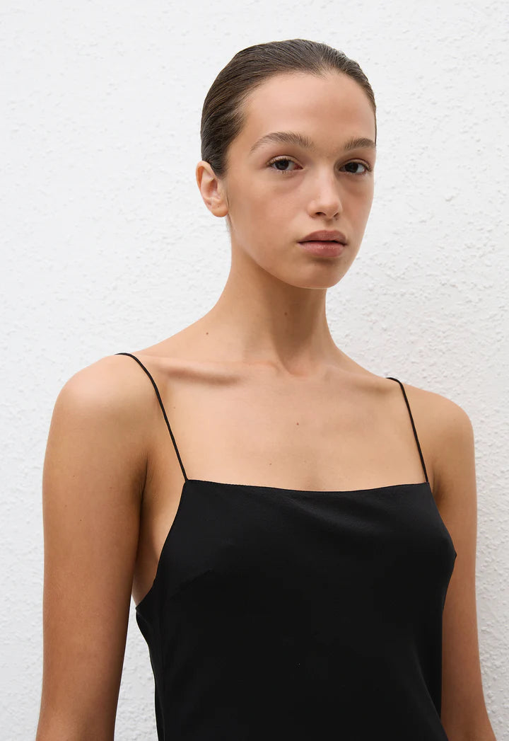 SQUARE SLIP DRESS - BLACK