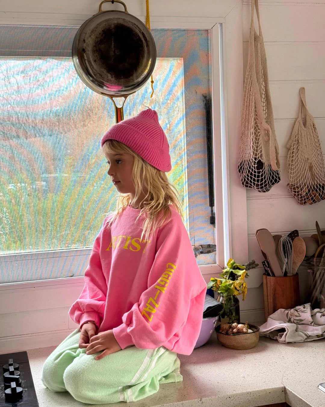 ARTIST PULLOVER - PINK POP / YELLOW