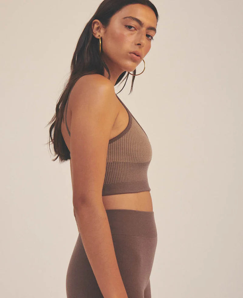 RYO WOOL RIB CROP - MOCHA