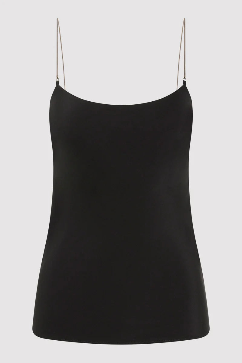 FINE CHAIN SILK CAMI - BLACK