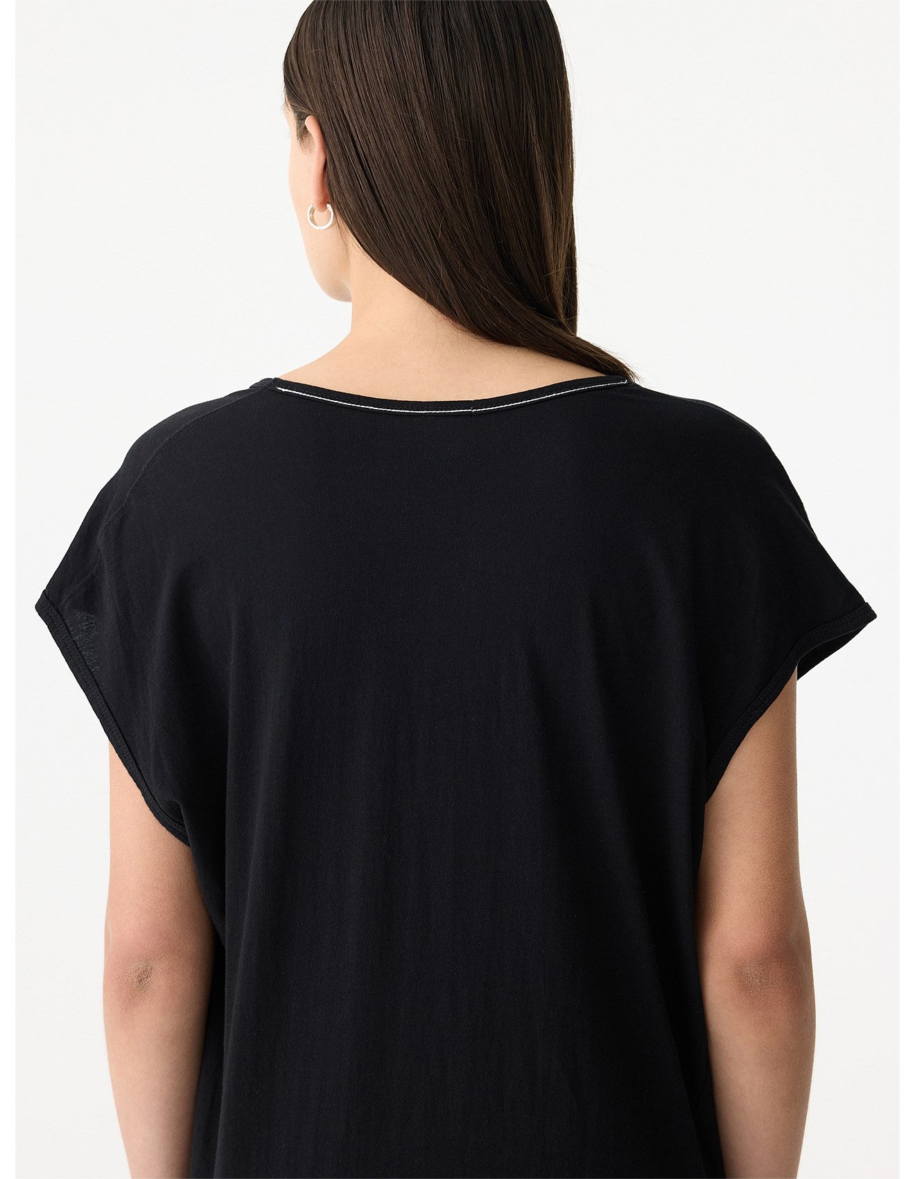 V NECK TANK SIDE SPLIT DRESS - BLACK