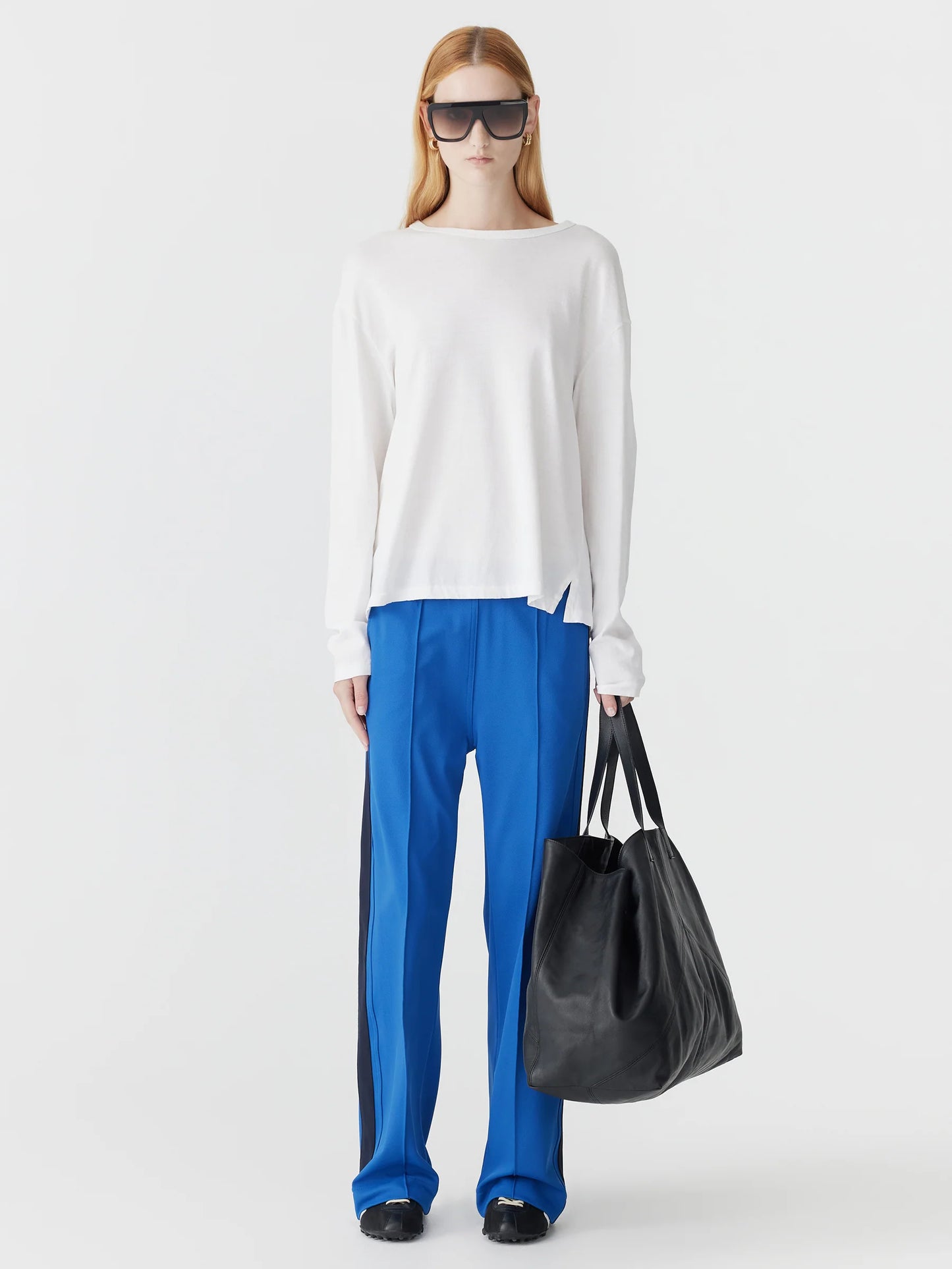 TWILL STRIPE DETAIL PANT - NEON BLUE / INK