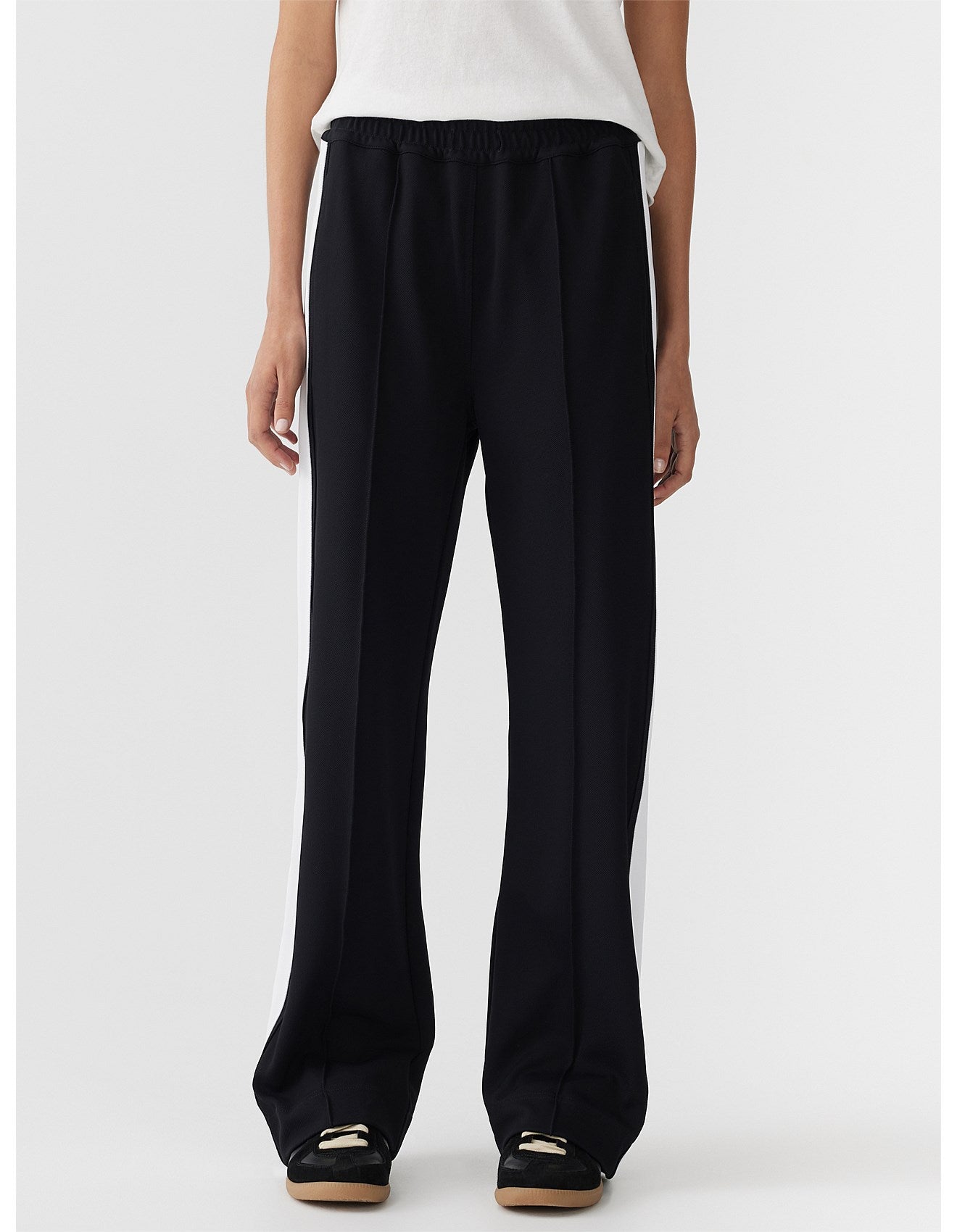TWILL STRIPE DETAIL PANT - BLACK WHITE
