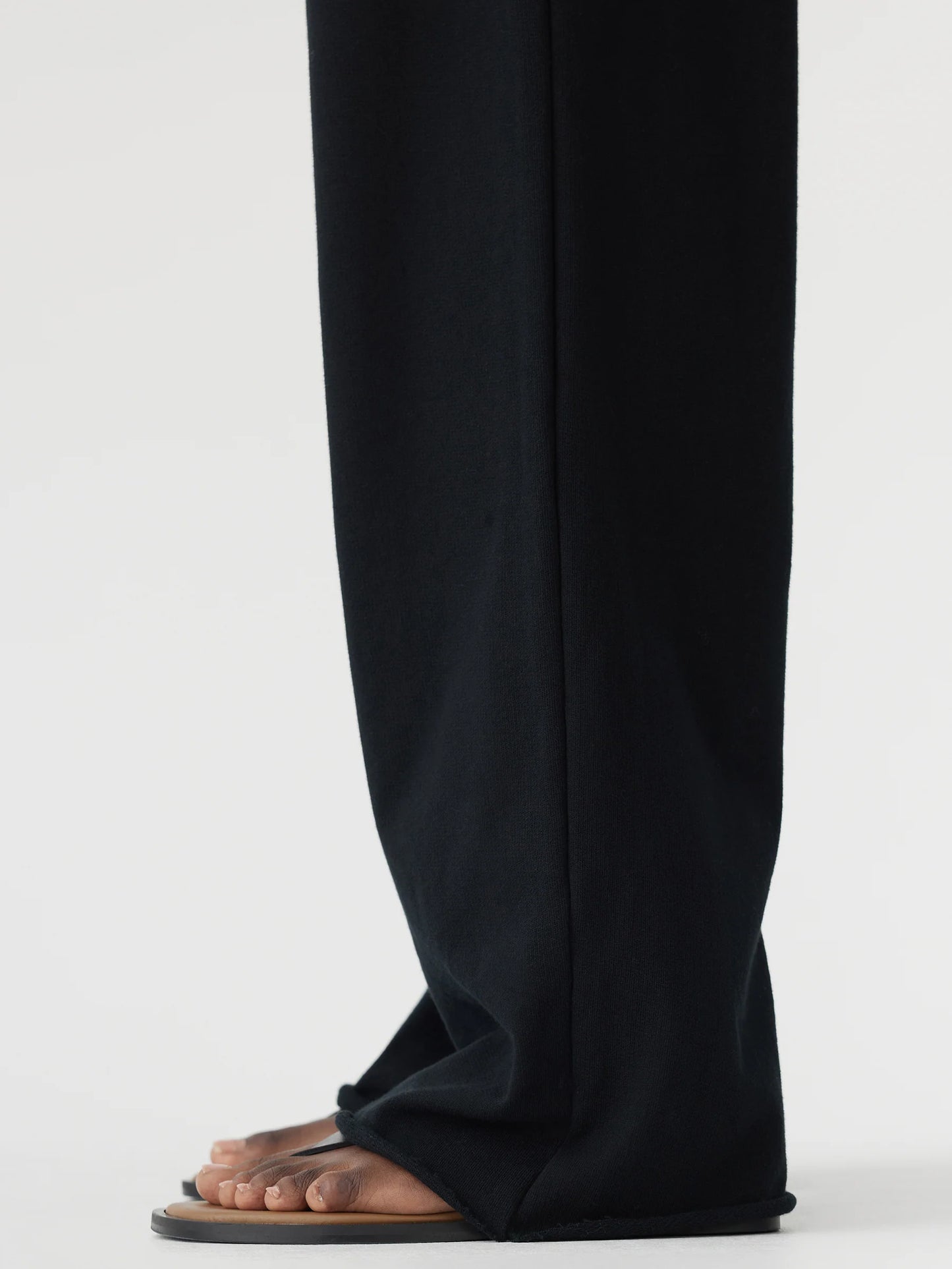 WIDE LEG FRENCH TERRY SWEAT PANT - BLACK