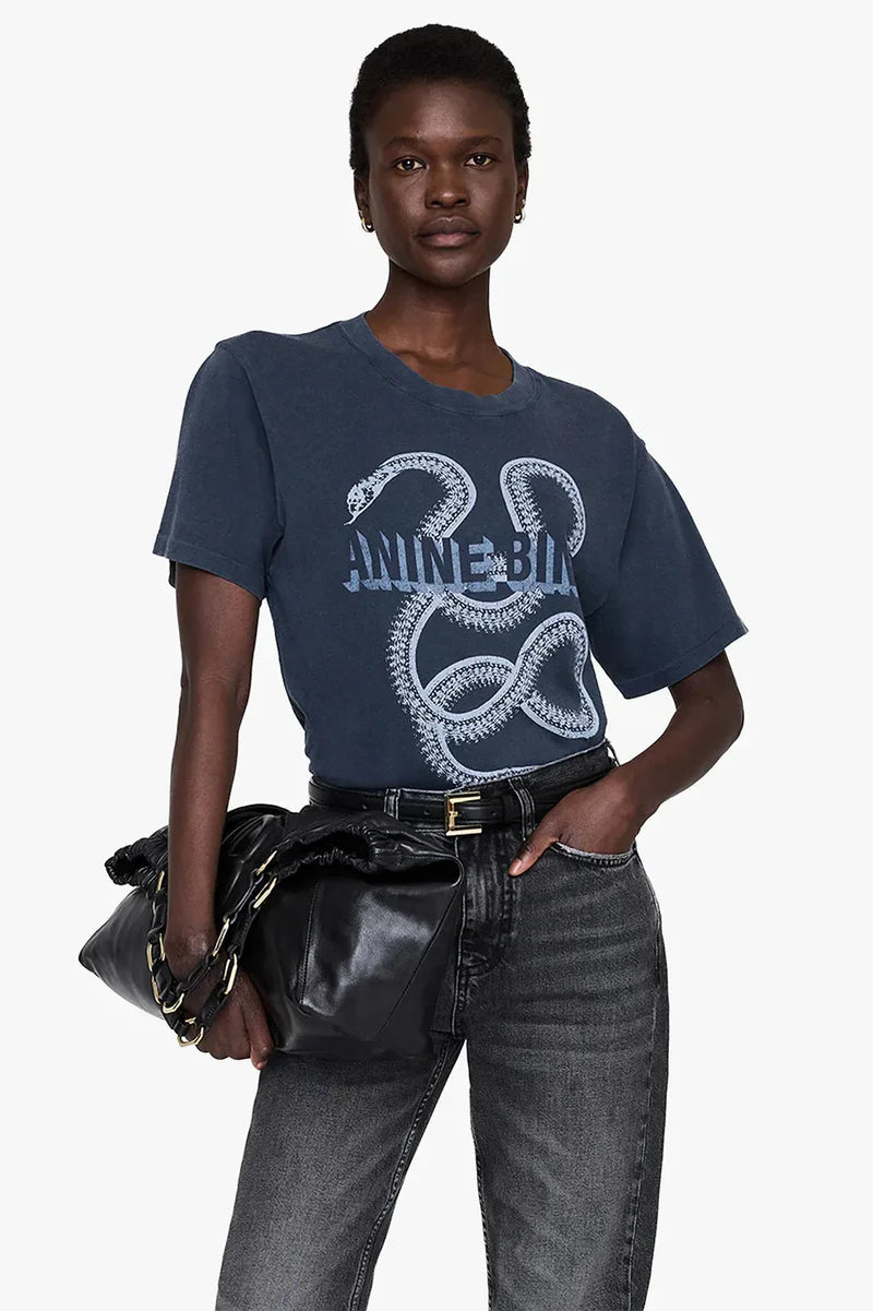 LILI TEE SNAKE - WASHED BLACK