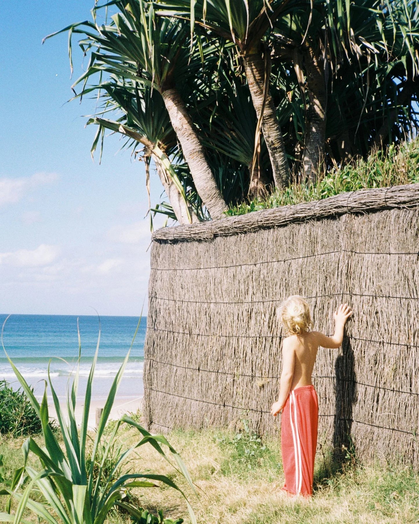 TWIN STRIPE TERRY PANT - ROSSO