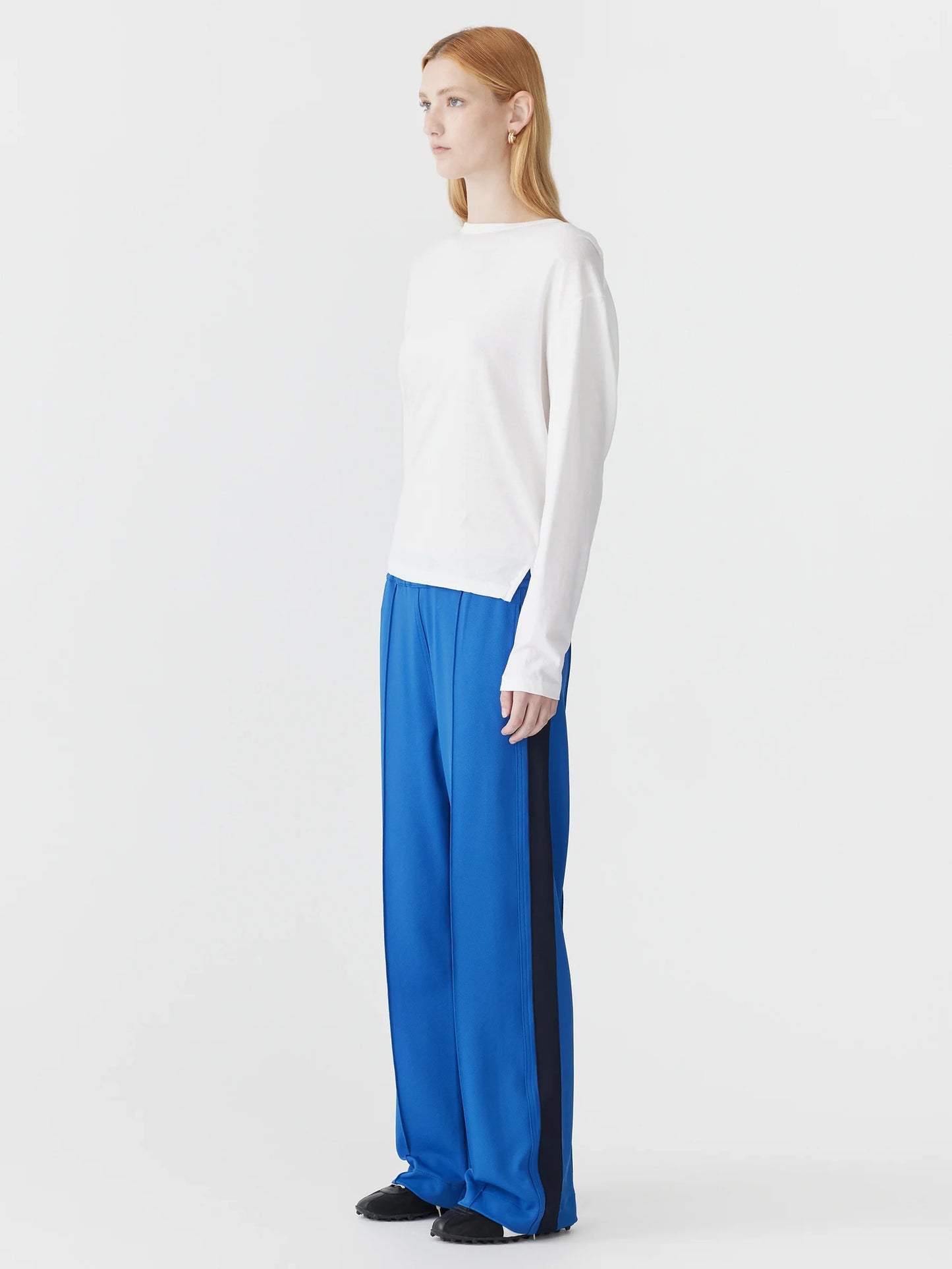 TWILL STRIPE DETAIL PANT - NEON BLUE / INK