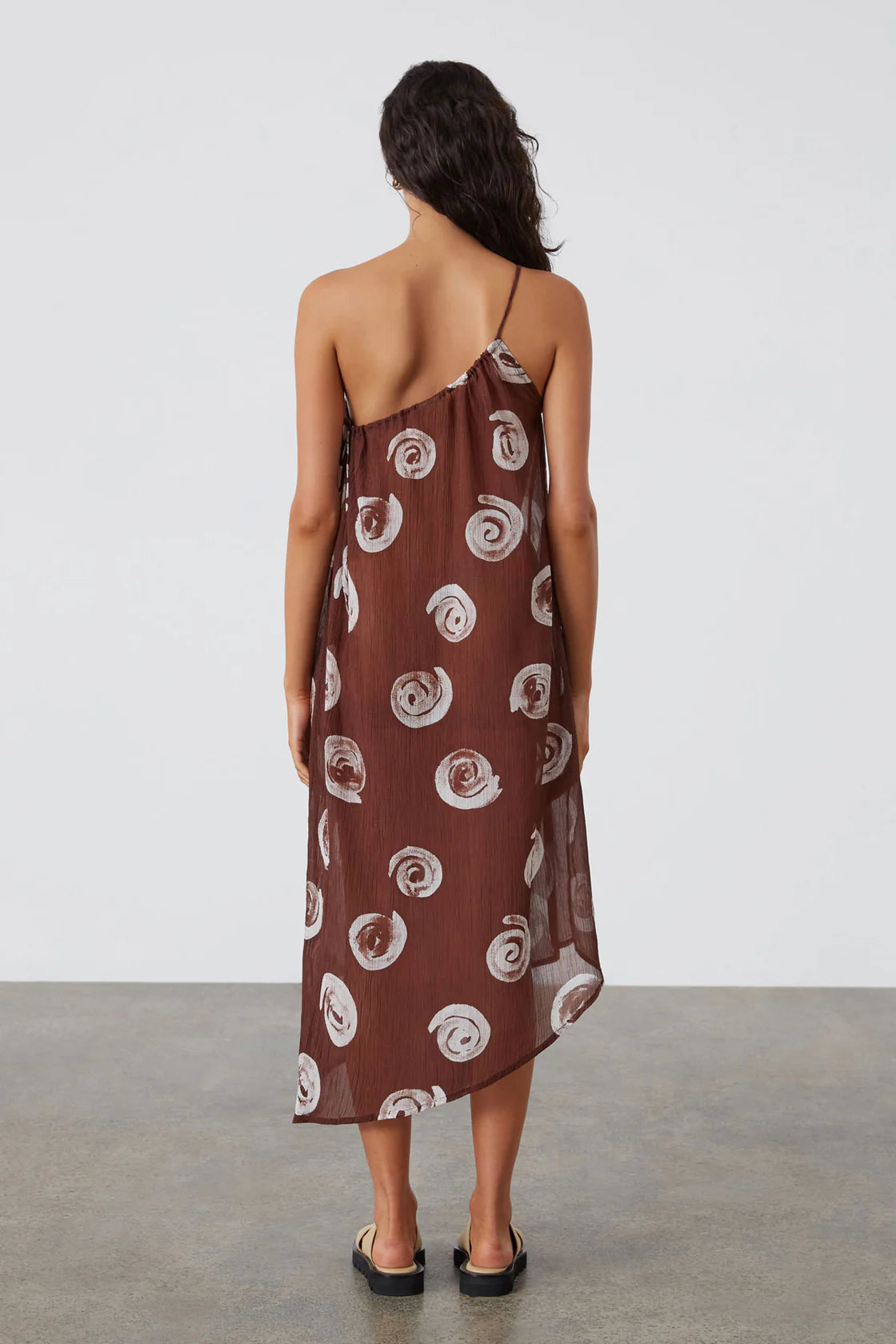 COCOA SWIRL SHEER TEXTURED DRESS - COCOA SWIRL