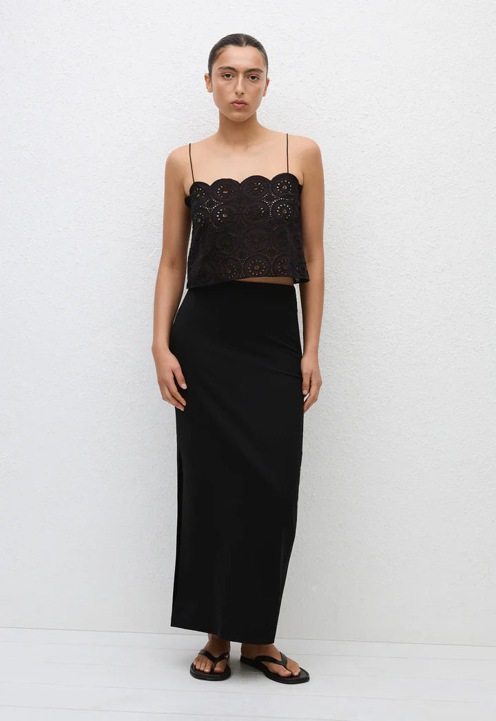 BRODERIE CROP CAMI - BLACK