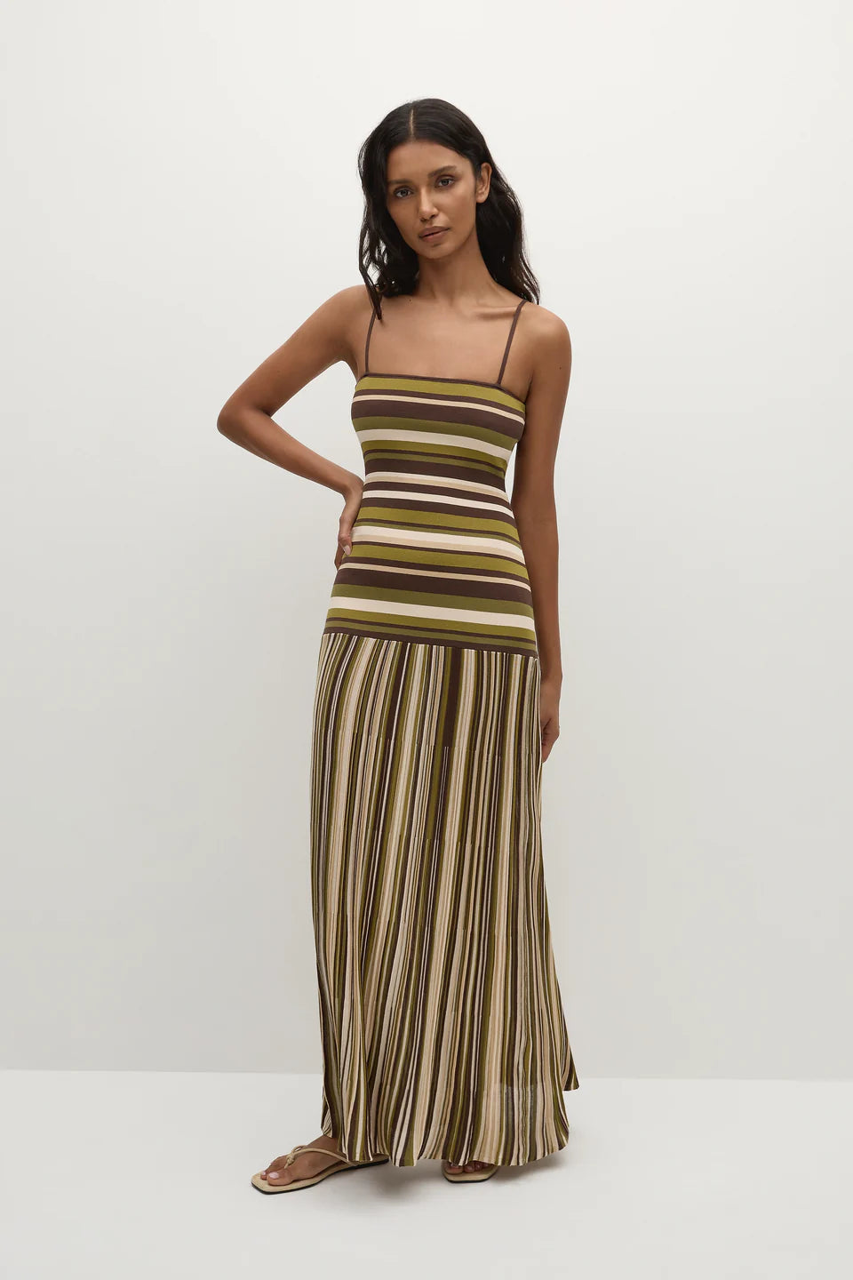 ESSENIA KNIT DRESS - ESPRESSO PINE STRIPE