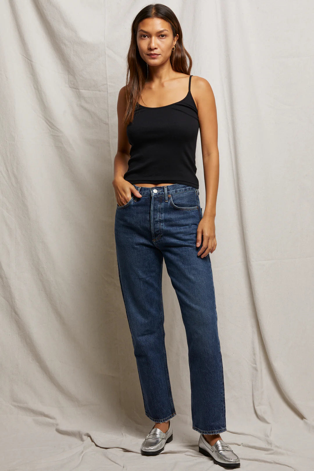 TIFF SPAGHETTI TANK - TRUE BLACK