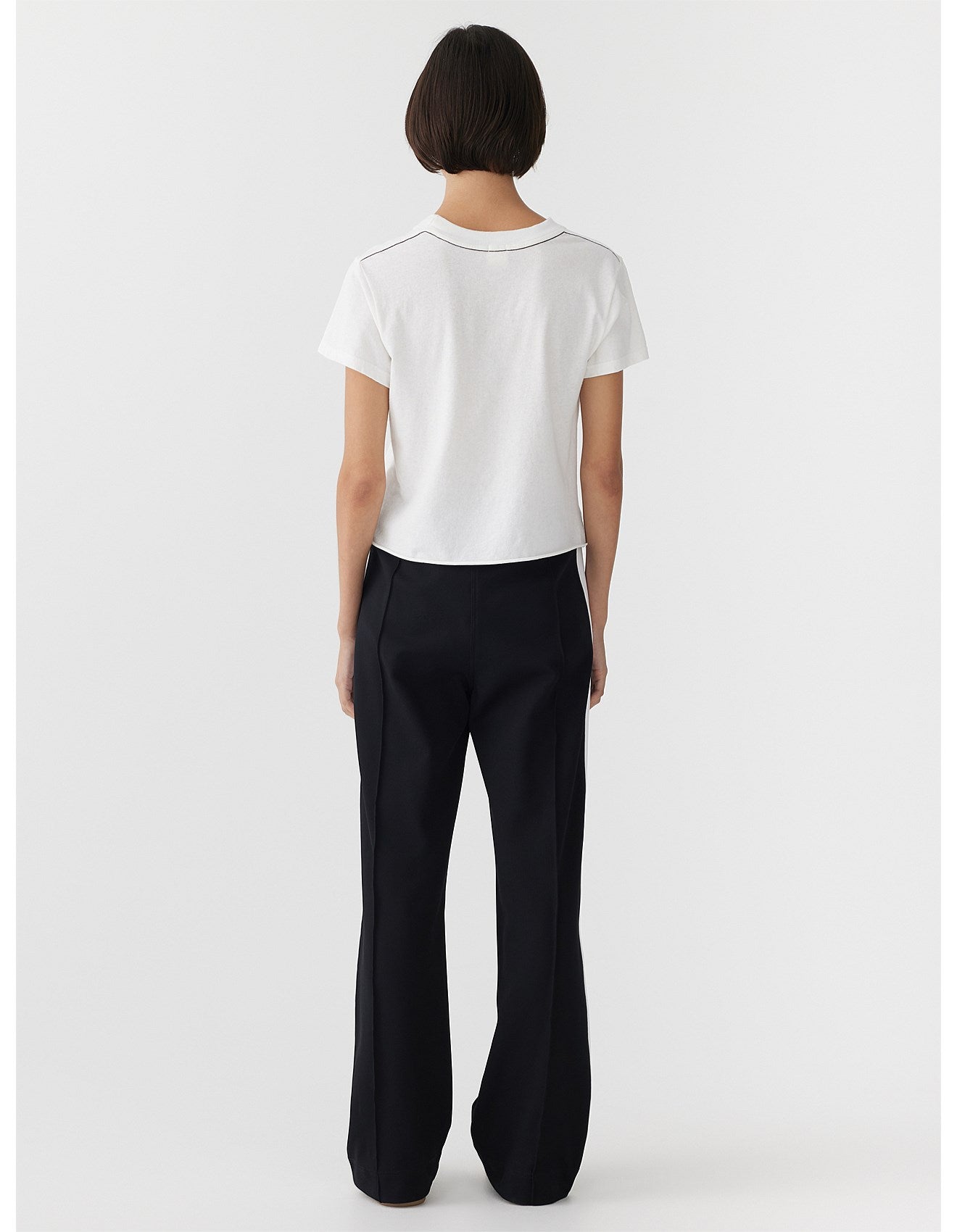 TWILL STRIPE DETAIL PANT - BLACK WHITE