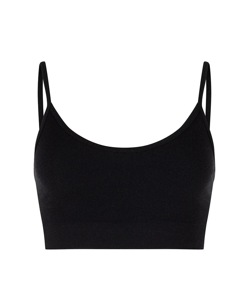 RYO WOOL RIB CROP - BLACK