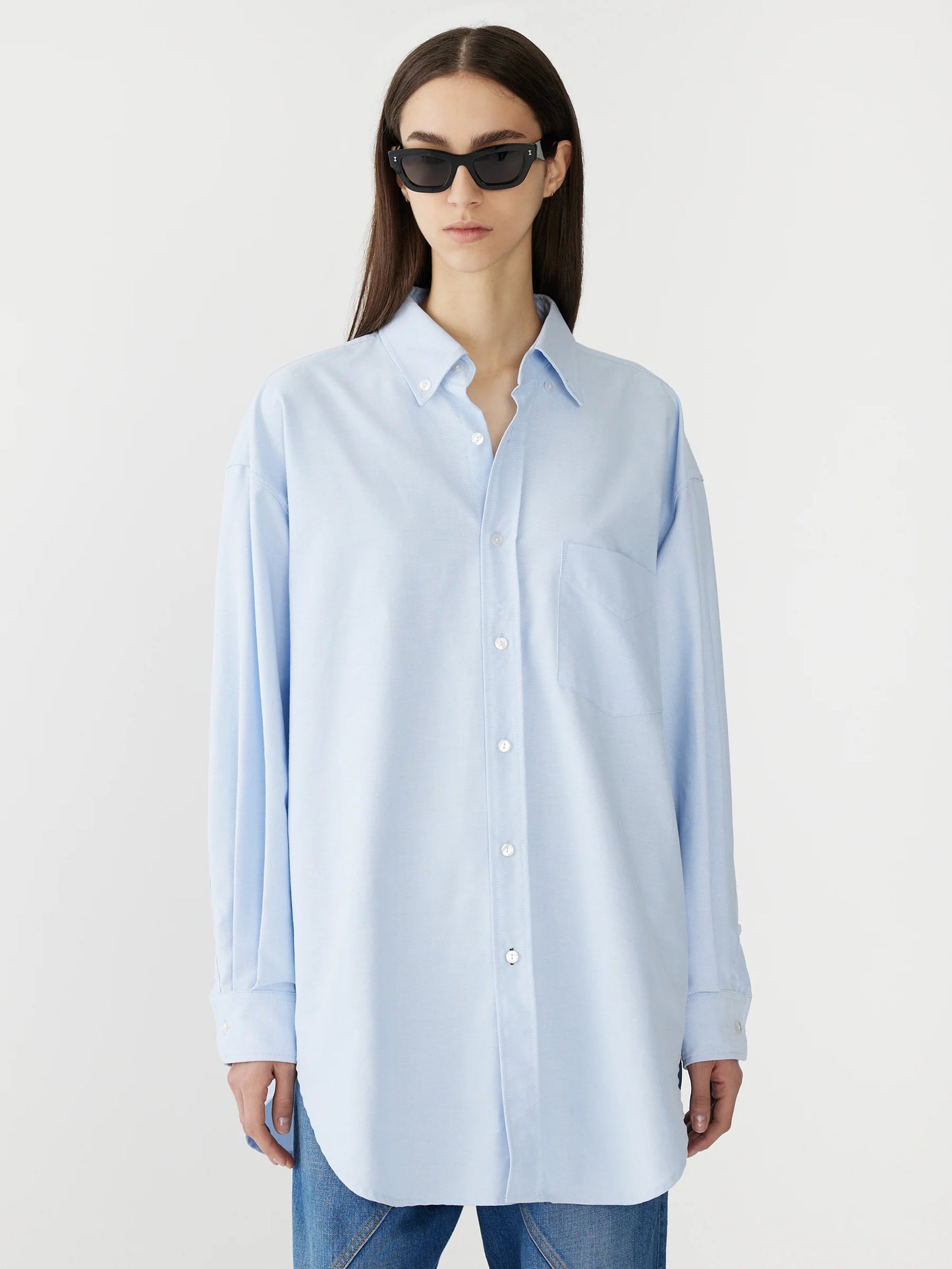OVERSIZED TRADITIONAL SHIRT - CHAMBRAY