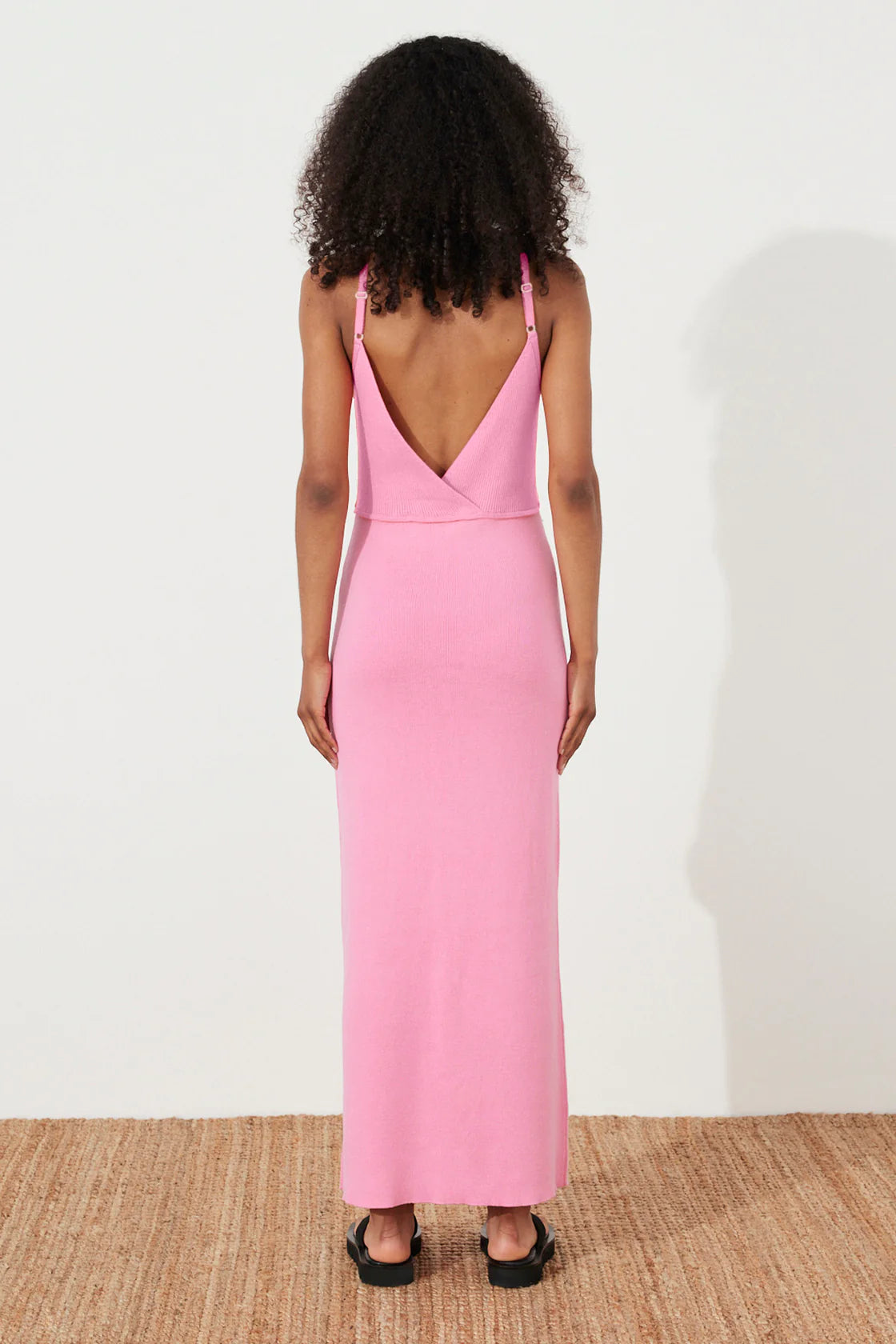 SEAPINK CONTRAST KNIT DRESS - CHILLI PINK