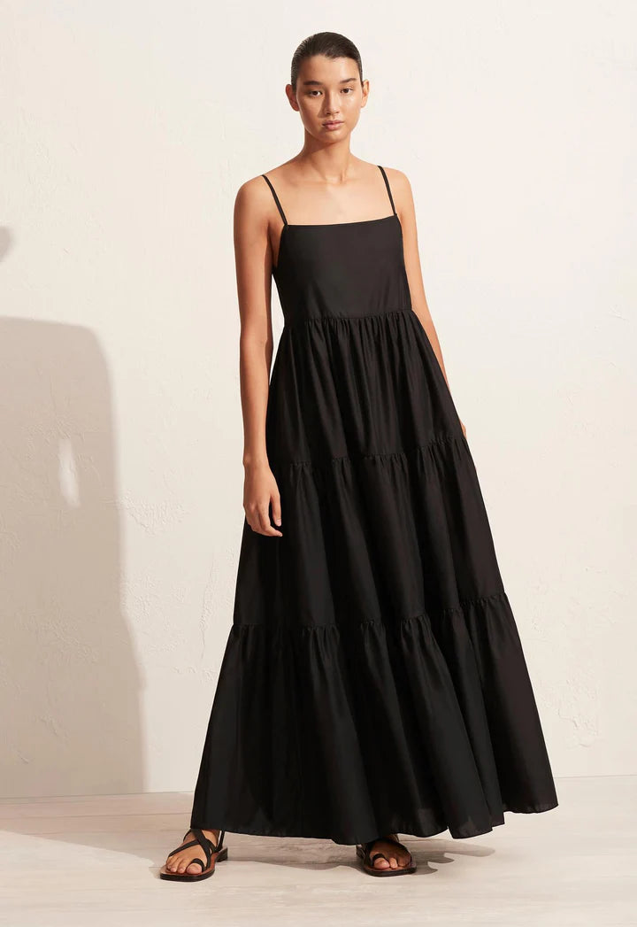 TIERED LOW BACK SUNDRESS - BLACK