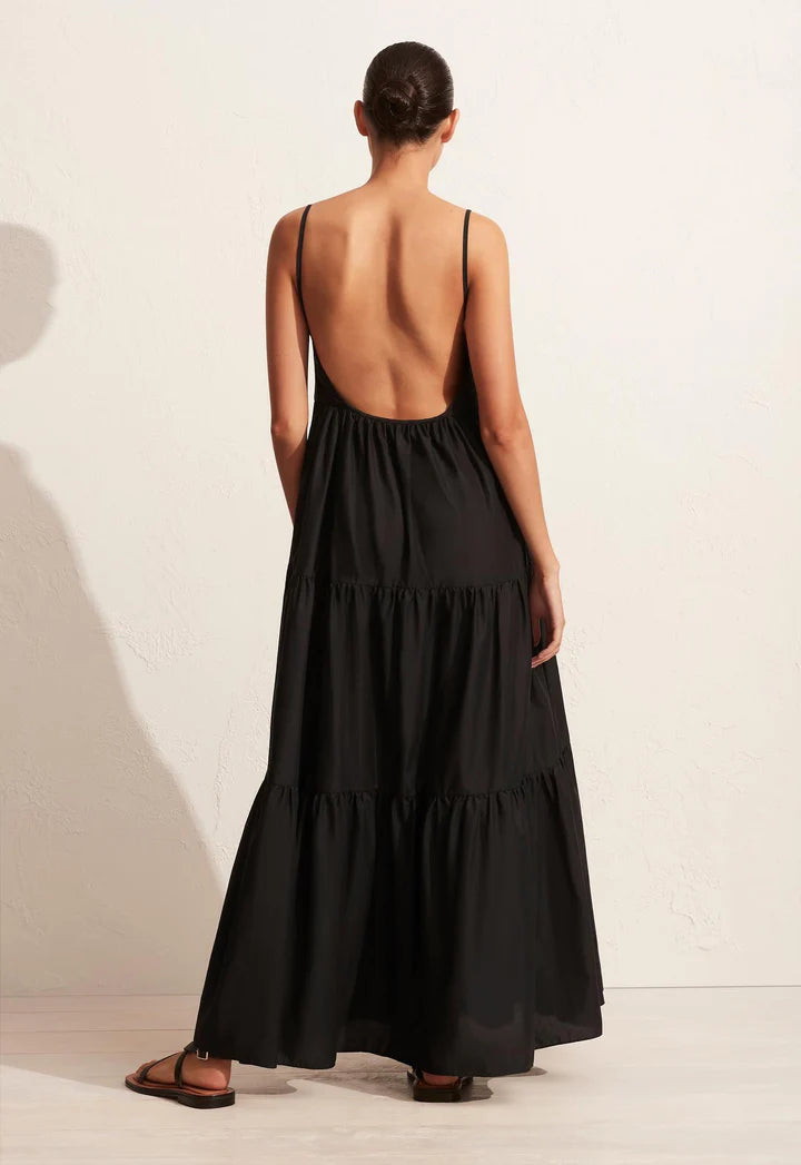 TIERED LOW BACK SUNDRESS - BLACK