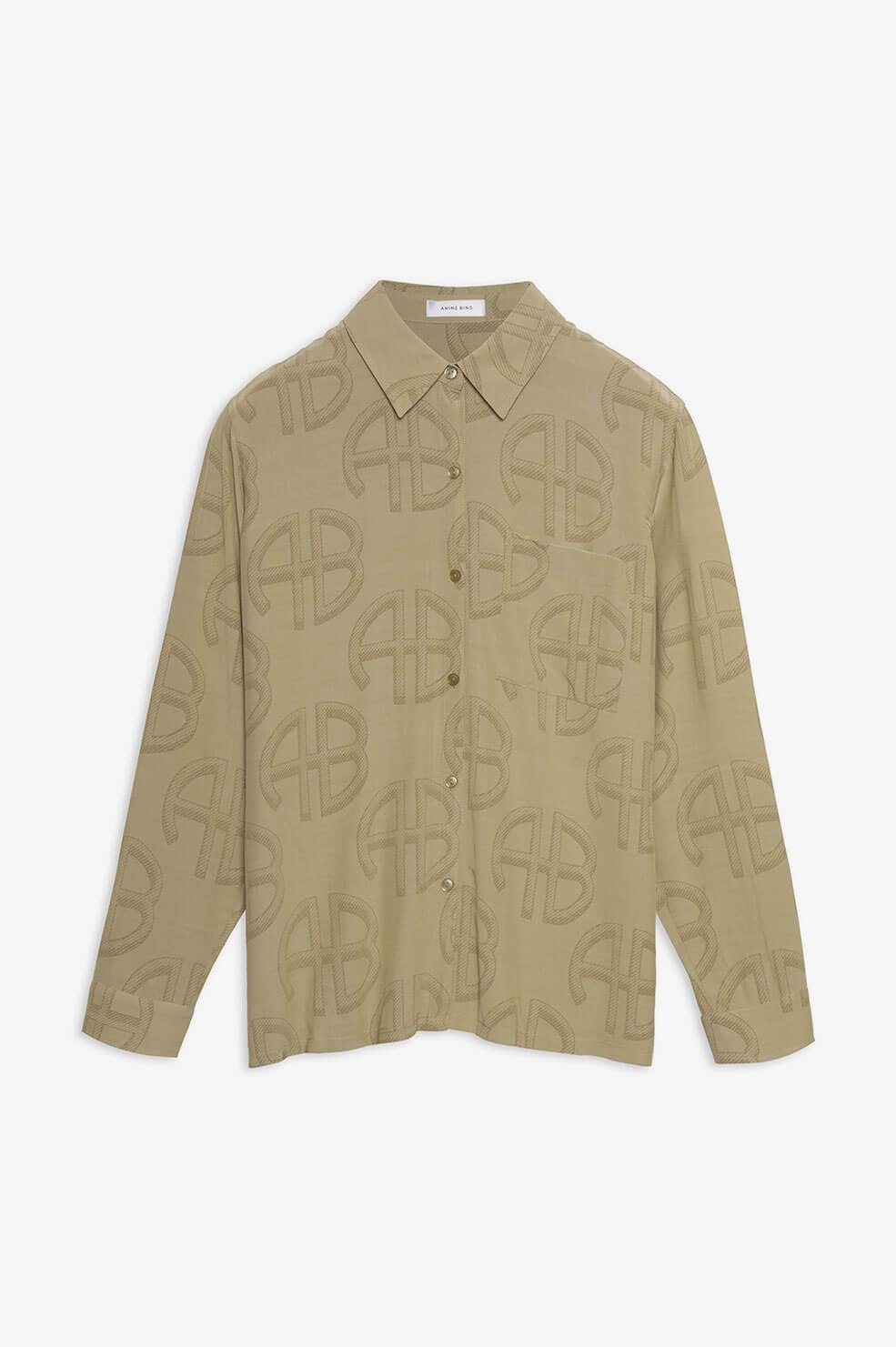 ASPEN SHIRT CELADON MONOGRAM PRINT ATELIER ON GEORGE