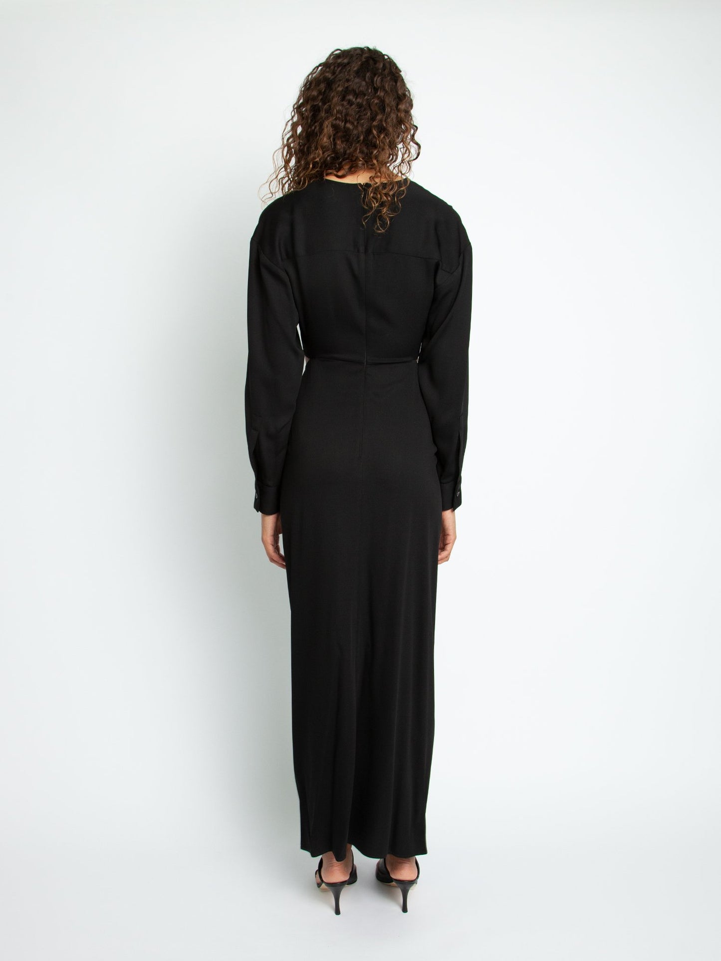 RUCHED DISCONNECT SHIRT DRESS - BLACK
