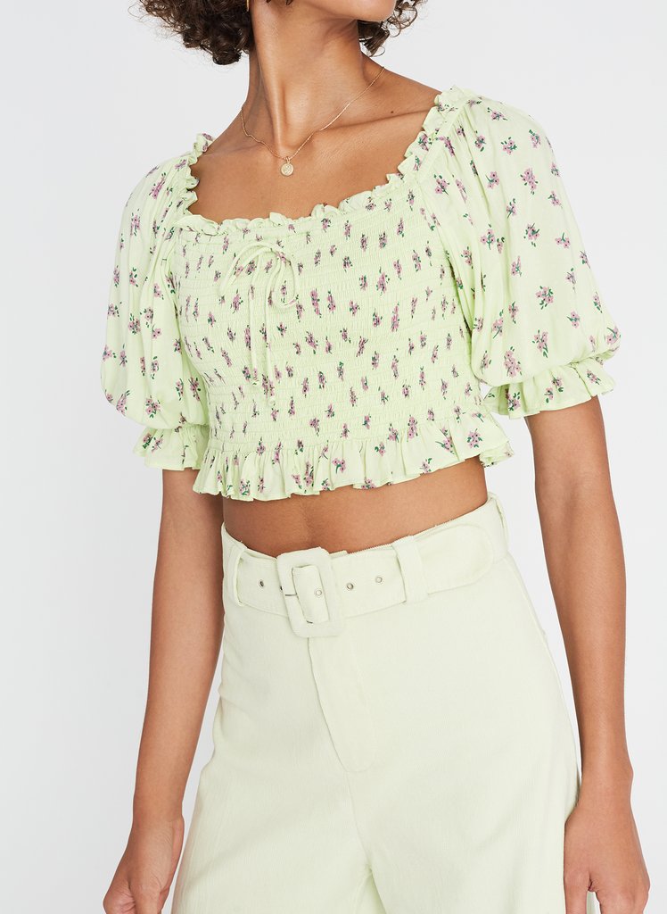 ISADORA TOP LUDA FLORAL PRINT LIME ATELIER ON GEORGE