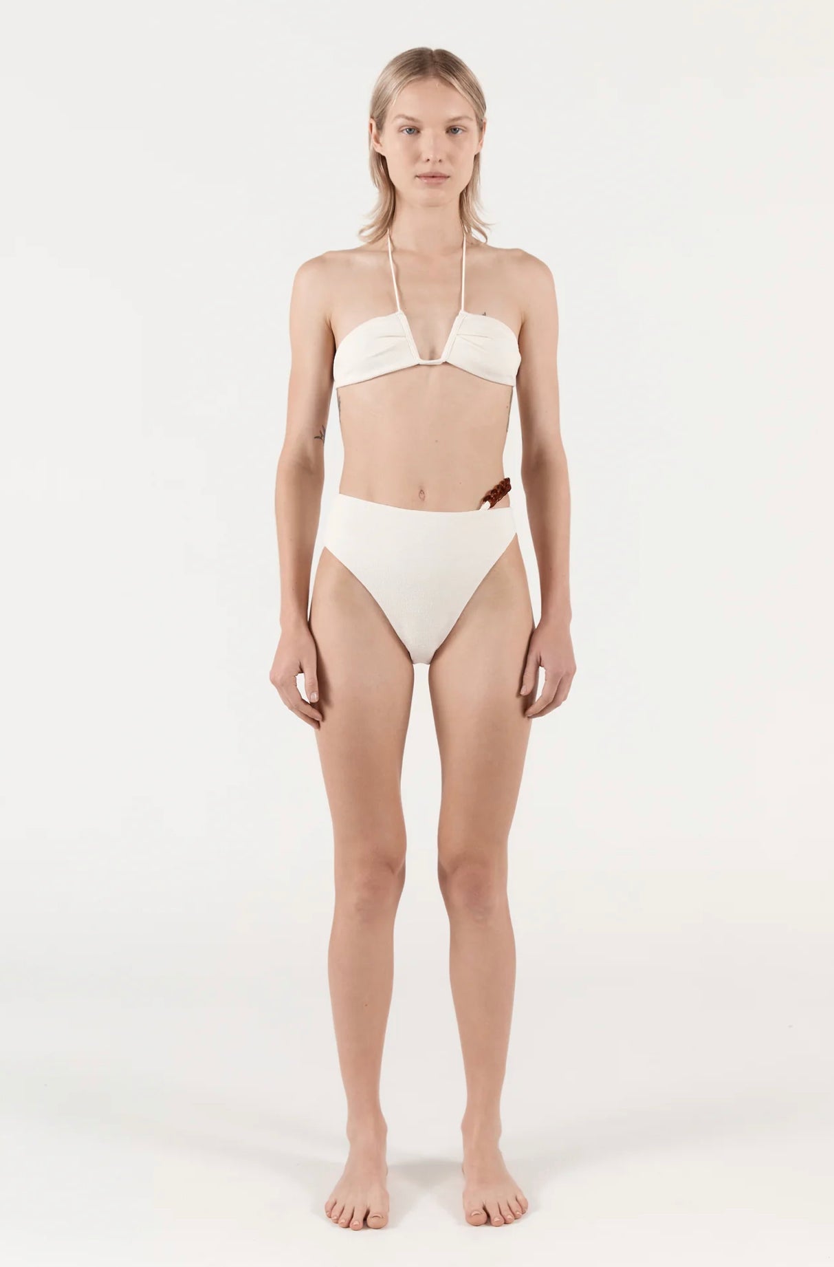 NEAL HALTER TOP - ECRU BOUCLE