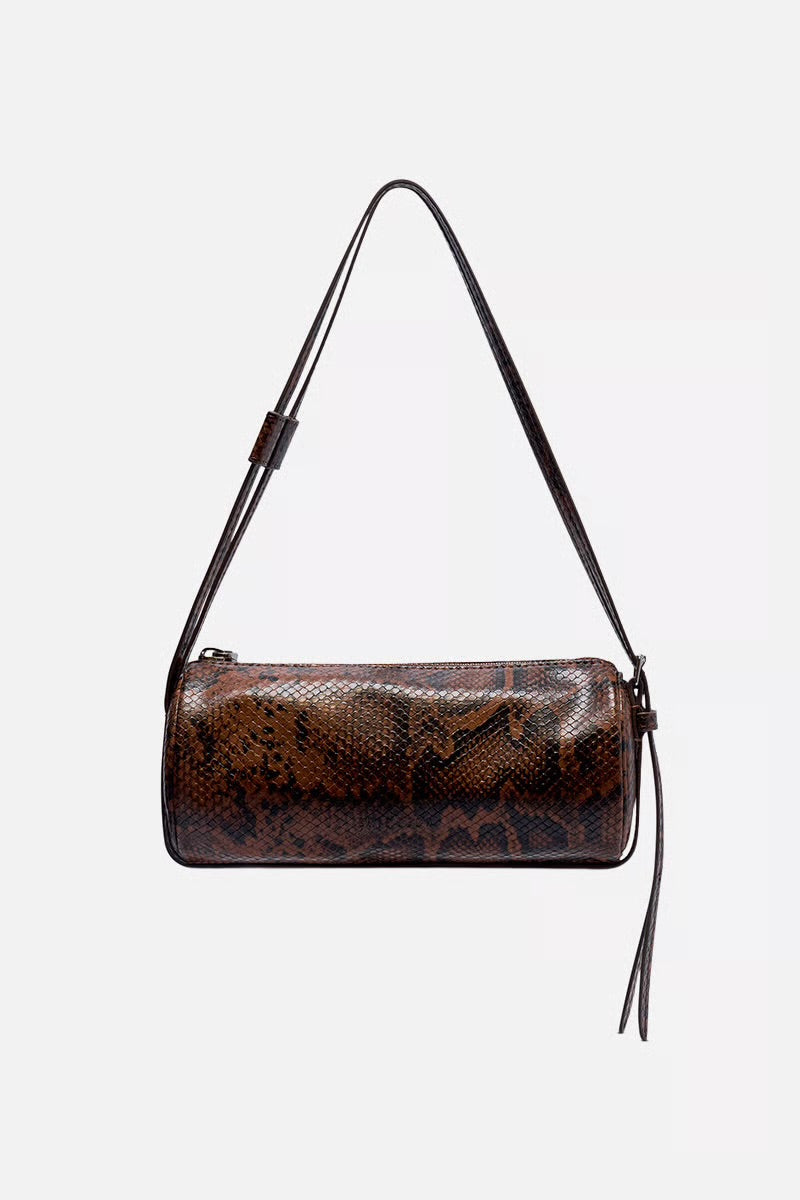 BROOKE MINI BARREL BAG - BRUNETTE PYTHON