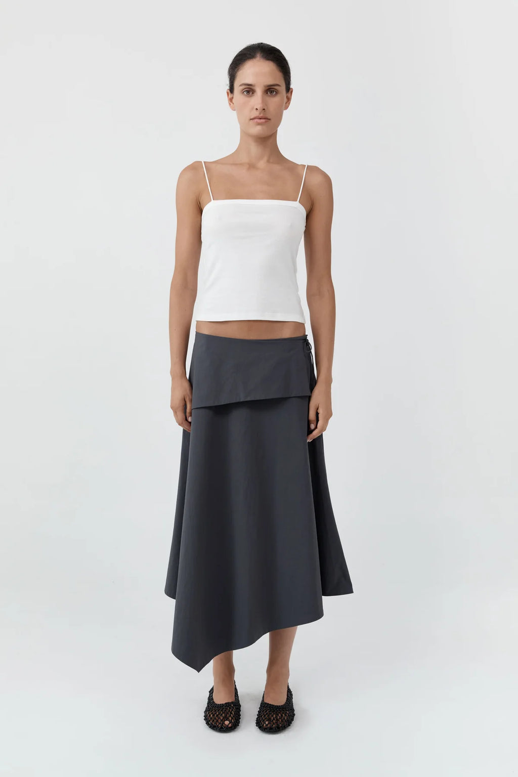 ORGANIC COTTON SQUARE NECK CAMI - WHITE