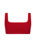 HOUNDSTOOTH WOOL BRALET - CRIMSON