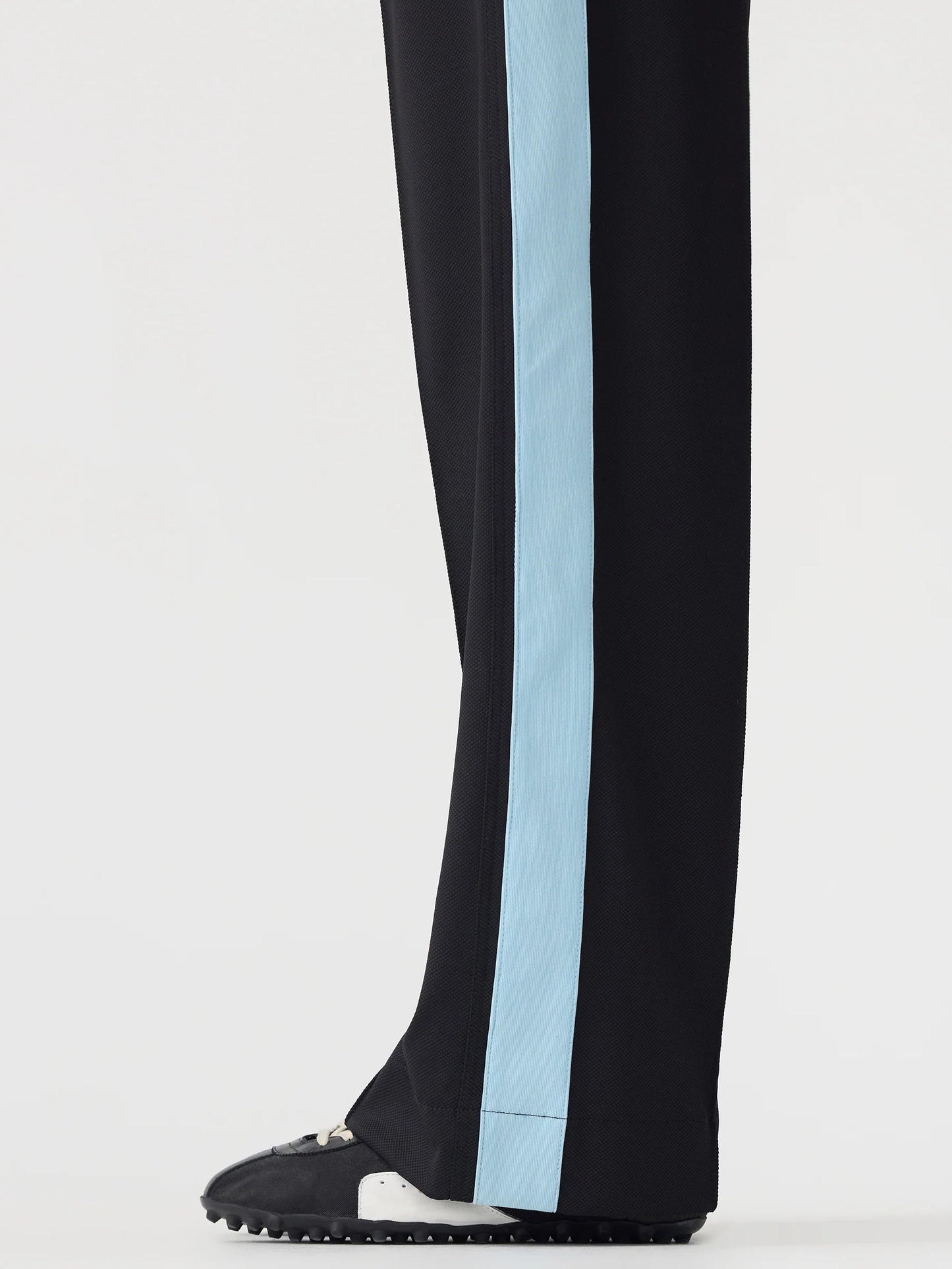 PIQUE STRIPE DETAIL PANT - BLACK AND PALE BLUE