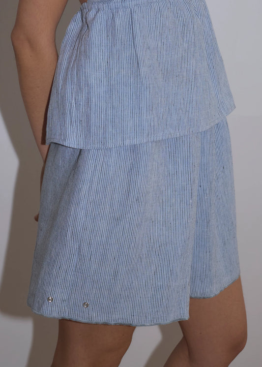 PRESS STUD SHORT - BLUE STRIPE