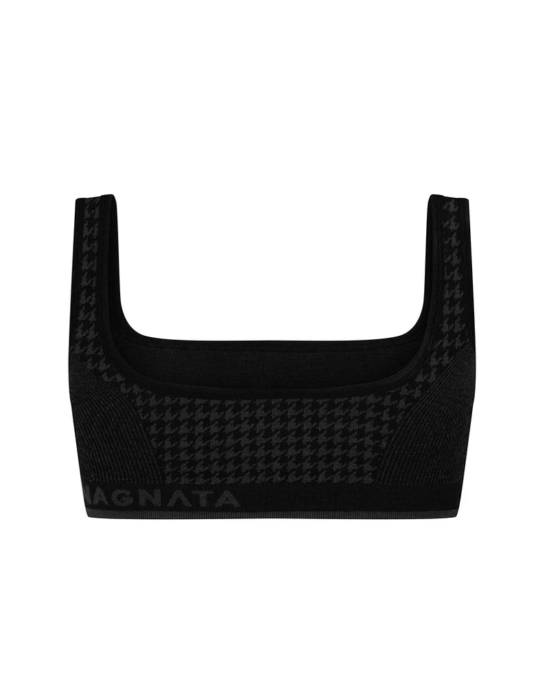 HOUNDSTOOTH WOOL BRALET - BLACK