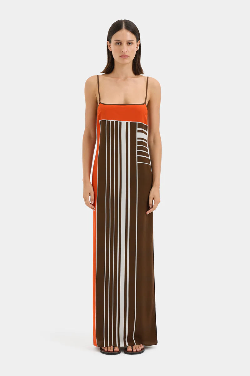 DESTINO SCOOP SLIP DRESS - PACHA STRIPE