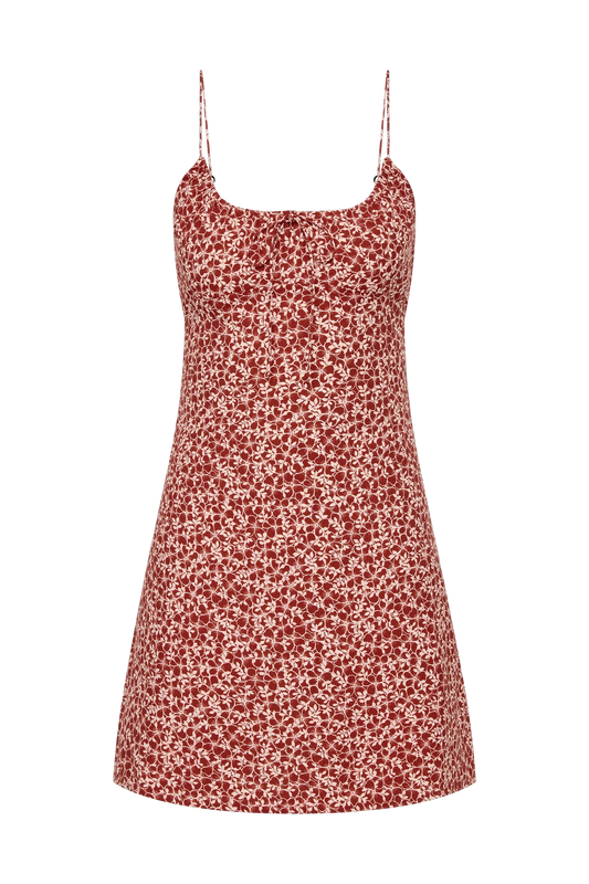 PAU MINI DRESS - PEONY STAMP GARNET