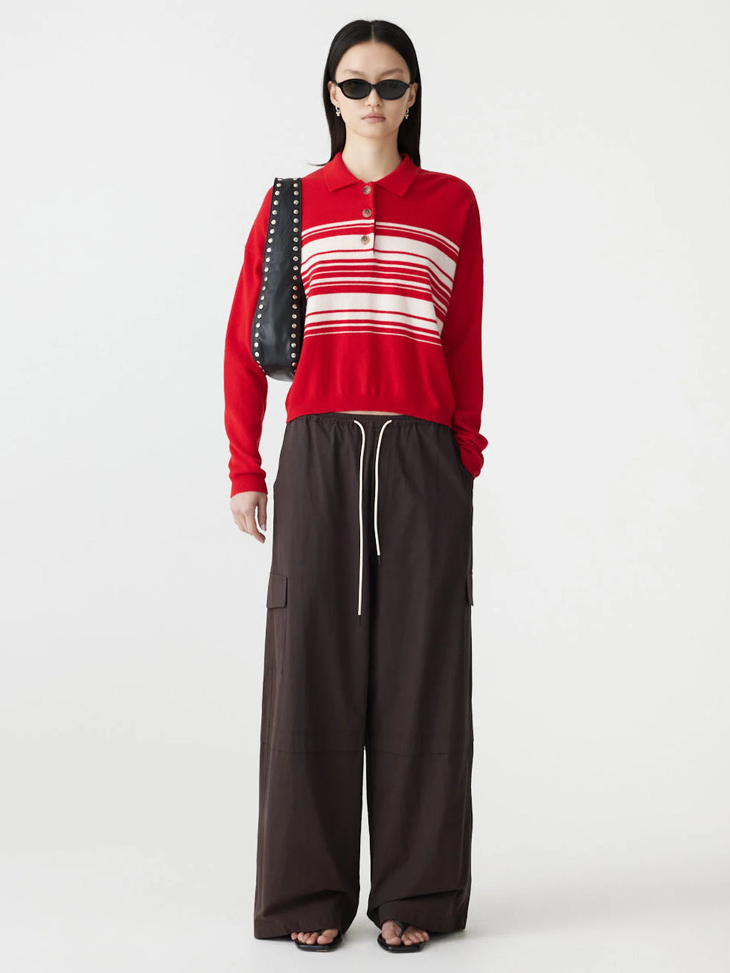 CRUSHED COTTON LAYERED PANT - CHOCOLATE BROWN
