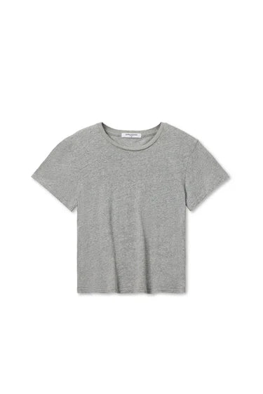 LISA SLIM CREW TEE - HEATHER GREY