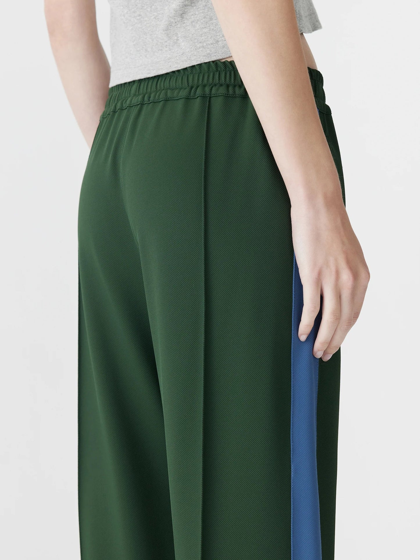 (PRE-ORDER) TWILL STRIPE DETAIL PANT - PINE / MARINE BLUE