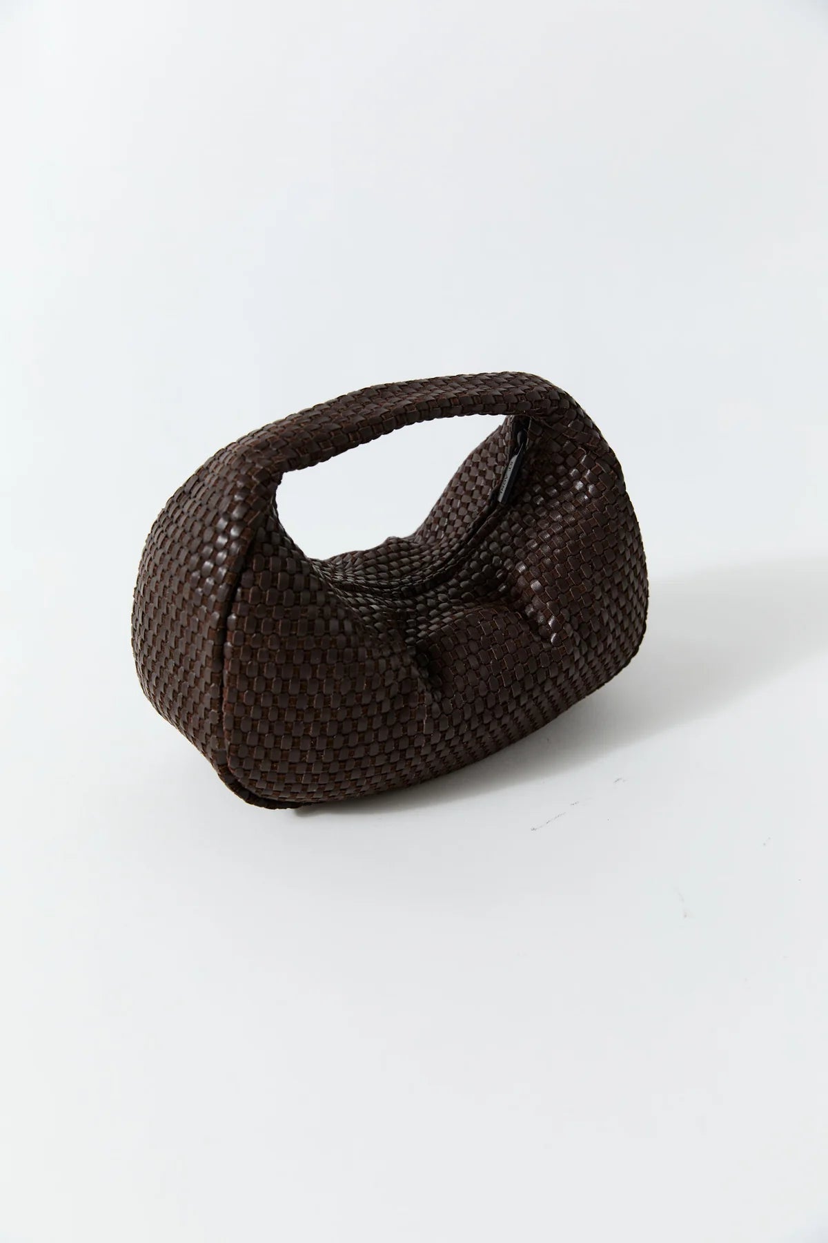 LATTICE WEAVE MINI BON BON BAG - COFFEE