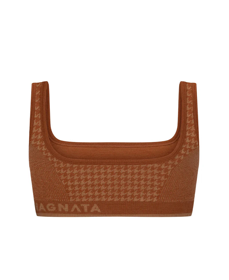 HOUNDSTOOTH WOOL BRALET - SPICE