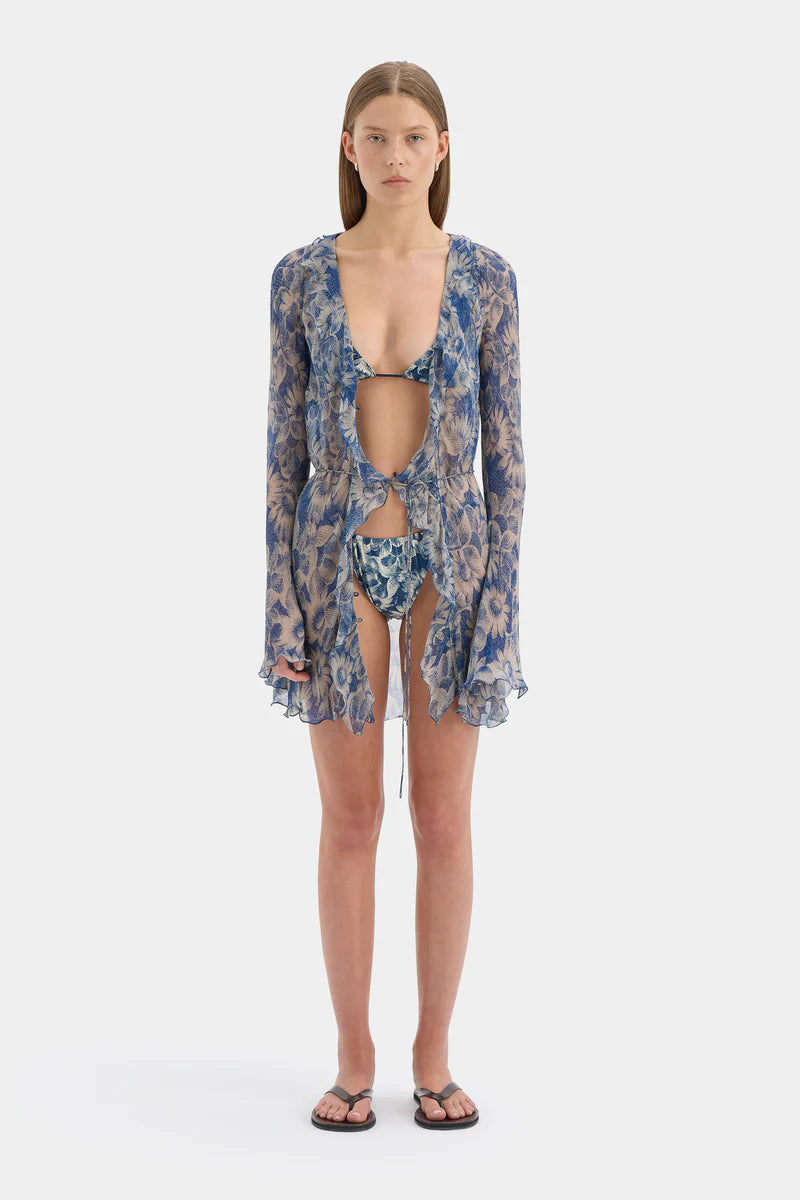 LILIA RUFFLE LONG SLEEVE MINI DRESS - DAISY MEADOW