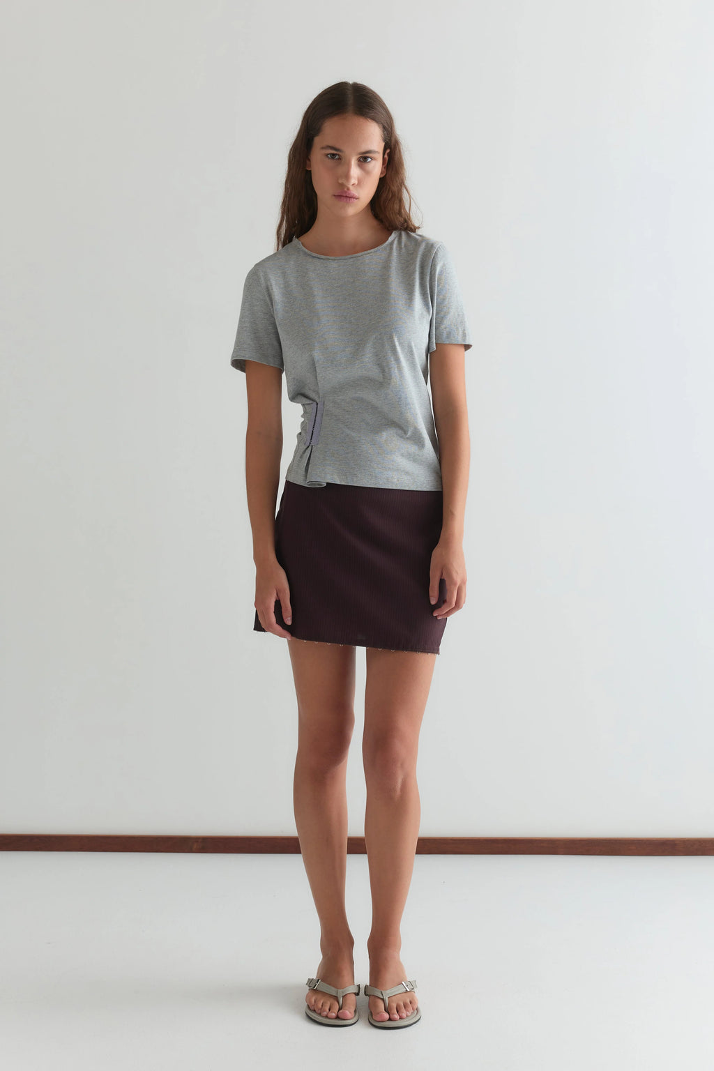 EYE SKIRT - BURGUNDY BROWN STRIPE