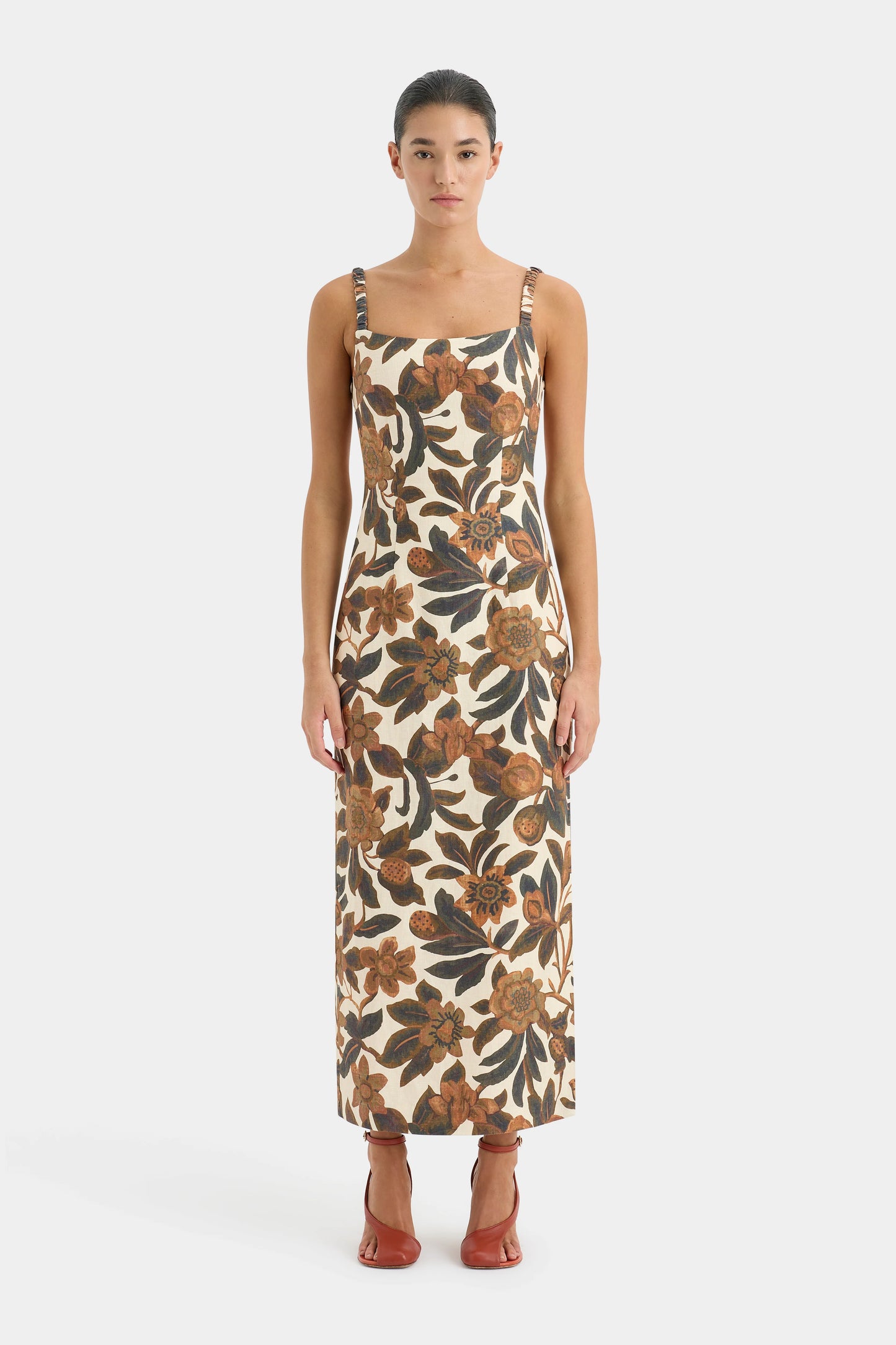 PRIMROSE RUCHED MIDI DRESS - IVORY TAPESTRY